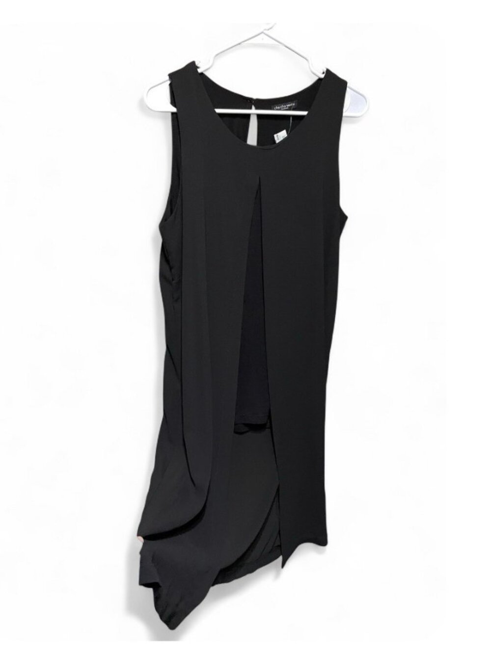 NWT Cha Cha Vente Black Flowy Top Cape Lagenlook Long Line Blouse Stevie Nicks M